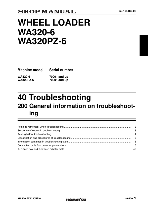 Komatsu WA320-6 WA320PZ-6 Wheel Loader Workshop Manual SN 70001 and UP SEN04162-07 - Image 17