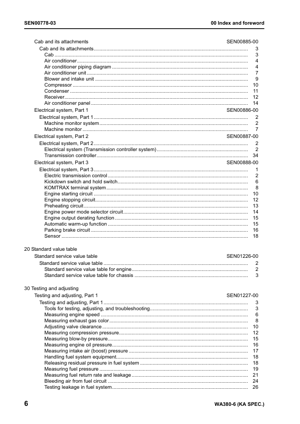 Komatsu WA380-6 Wheel Loader Workshop Manual SN 65001 and UP SEN00769-03 - Image 9