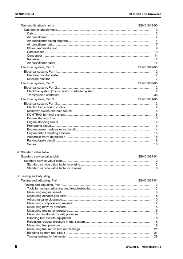 Komatsu WA380-6 Wheel Loader Workshop Manual SN H60051 and UP - Image 9