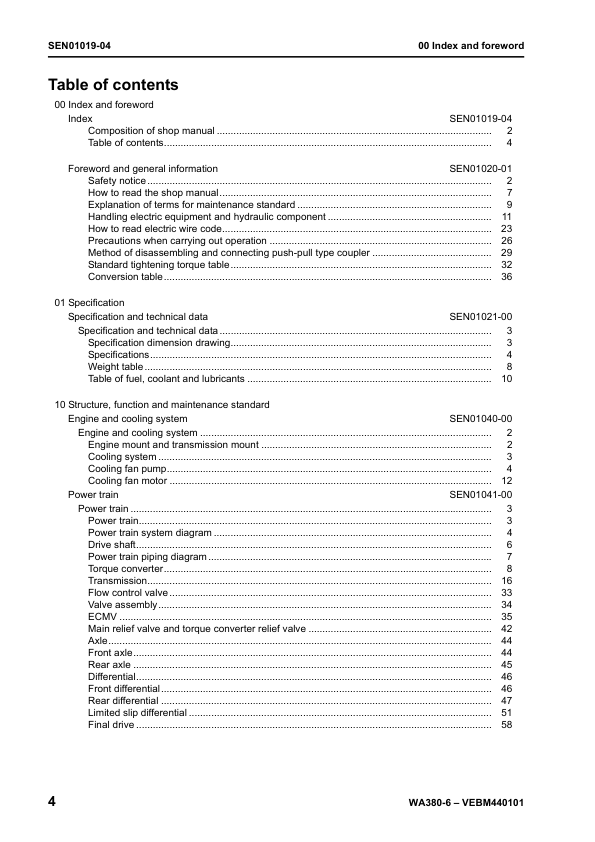 Komatsu WA380-6 Wheel Loader Workshop Manual SN H60051 and UP - Image 7