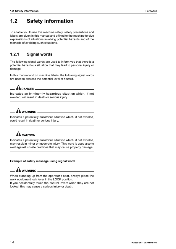 Komatsu WA380-6H Wheel Loader Operation and Maintenance Manual SN H60051 and UP - Image 5