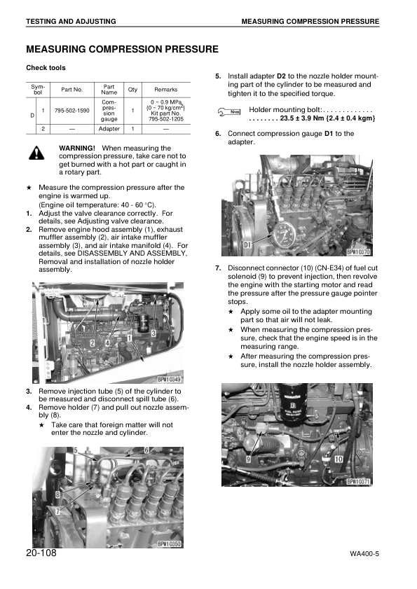 Komatsu WA400-5 Wheel Loader Workshop Manual SN 70001 and UP SEBM028005 - Image 14