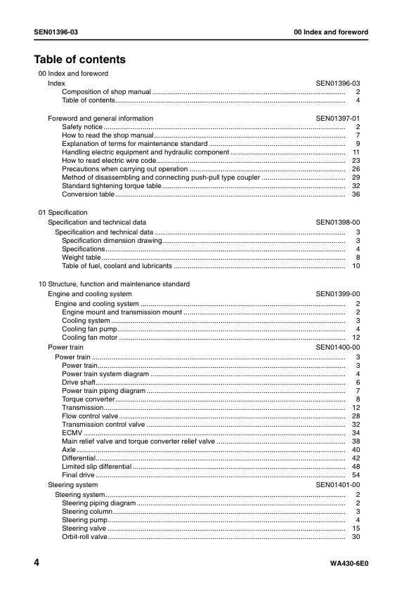 Komatsu WA430-6E0 Wheel Loader Workshop Manual SN H60266 and UP - Image 7