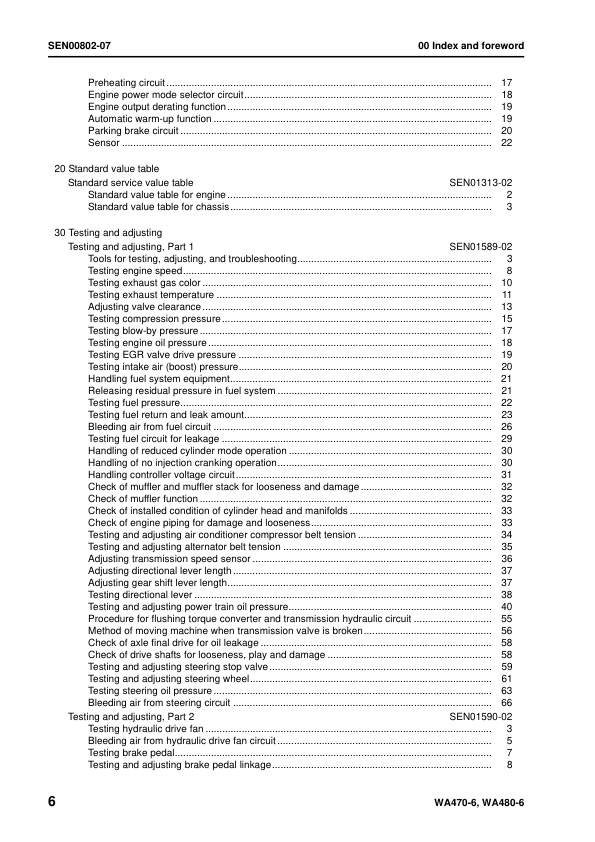 Komatsu WA470-6 WA480-6 Wheel Loader Workshop Manual SN 85001 and UP - Image 9