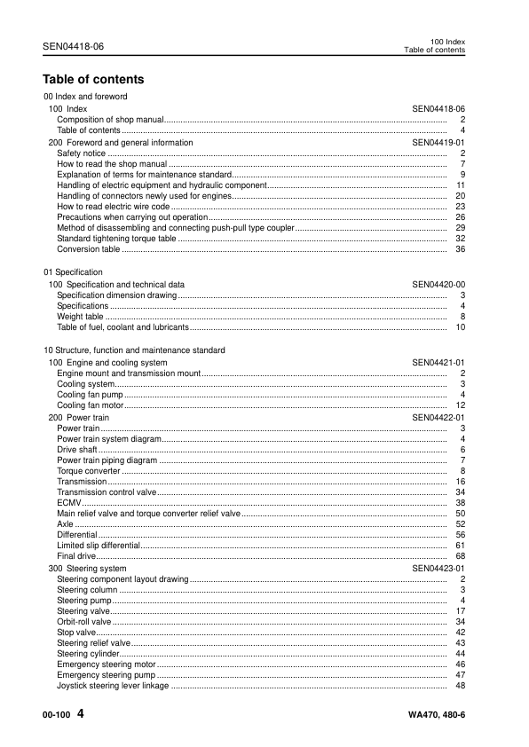 Komatsu WA470-6 WA480-6 Wheel Loader Workshop Manual SN 90001 and UP - Image 7