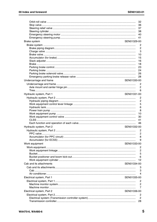 Komatsu WA470-6 WA480-6 Wheel Loader Workshop Manual SN H50051 H60051 and UP - Image 8