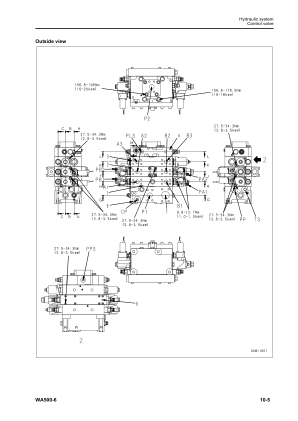Komatsu WA500-6 Wheel Loader Hydraulic Diagram SN 55739 and UP - Image 3