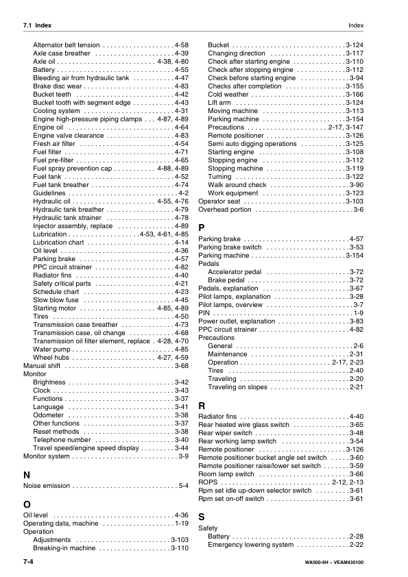 Komatsu WA500-6H Wheel Loader Operation and Maintenance Manual SN H60051 and UP - Image 14