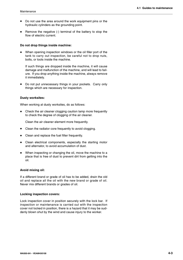 Komatsu WA500-6H Wheel Loader Operation and Maintenance Manual SN H60051 and UP - Image 11