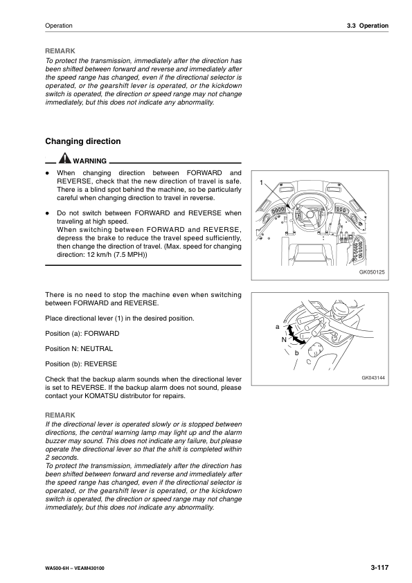 Komatsu WA500-6H Wheel Loader Operation and Maintenance Manual SN H60051 and UP - Image 9