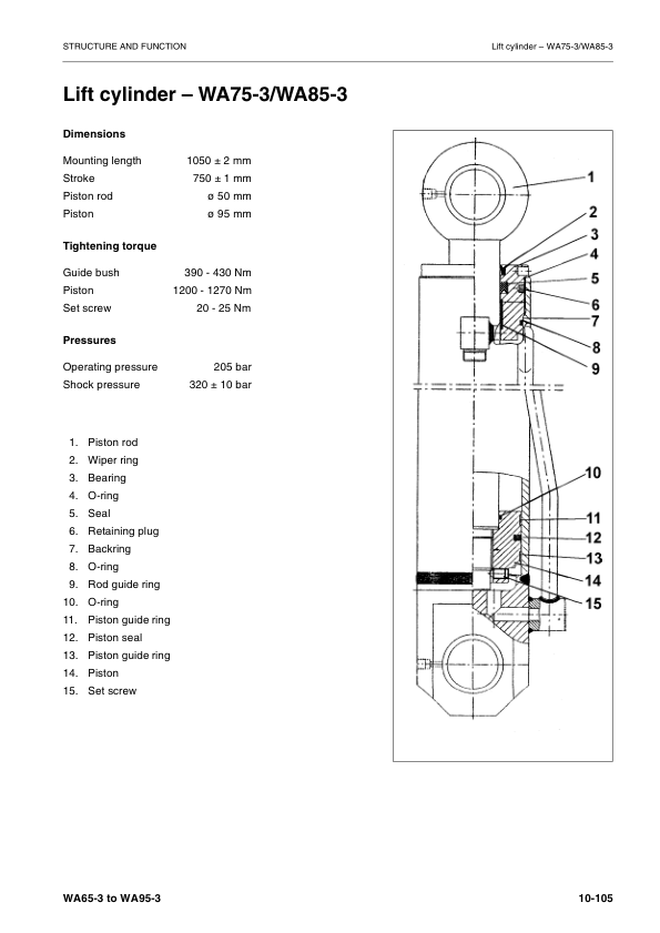 Komatsu WA65-3 Parallel Lift WA75-3 85-3 90-3 95-3 Wheel Loader Workshop Manual VEBM950201 - Image 6