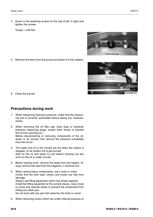 Komatsu WA65-5 WA70-5 WA80-5 Wheel Loader Workshop Manual SN H50051 and UP - Image 3