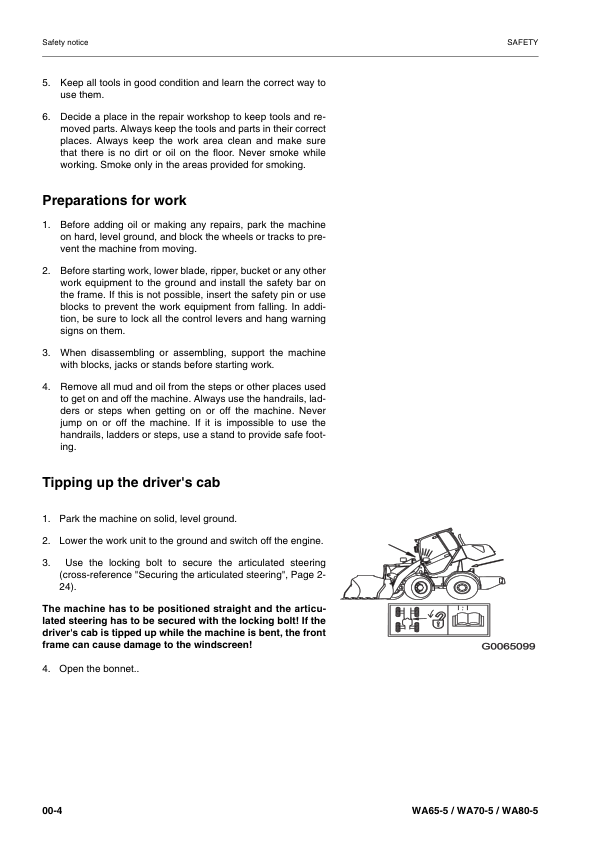 Komatsu WA65-5 WA70-5 WA80-5 Wheel Loader Workshop Manual SN H50051 and UP - Image 5
