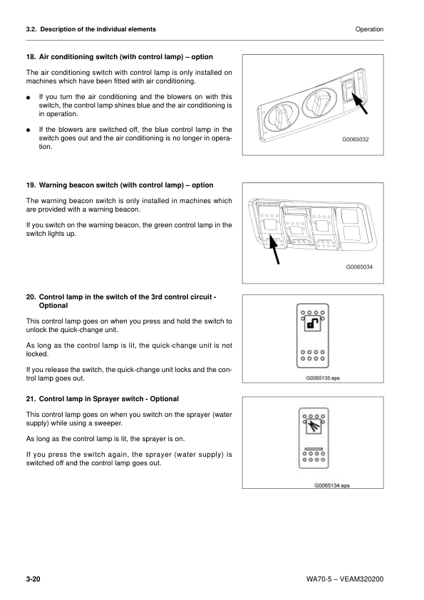 Komatsu WA70-5 Wheel Loader Operation and Maintenance Manual SN H50051 and UP - Image 14