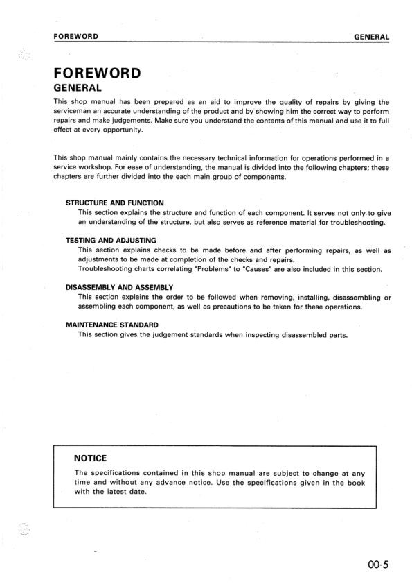 Komatsu WA700-1 Wheel Loader Workshop Manual SN 10001 and UP - Image 3
