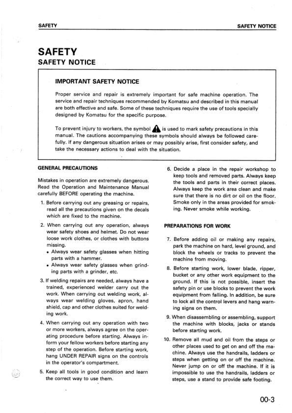 Komatsu WA700-1 Wheel Loader Workshop Manual SN 10001 and UP - Image 9