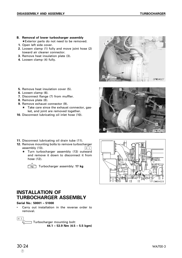 Komatsu WA700-3 Avance Wheel Loader Workshop Manual SN 50001 and UP SEBM13312 - Image 13