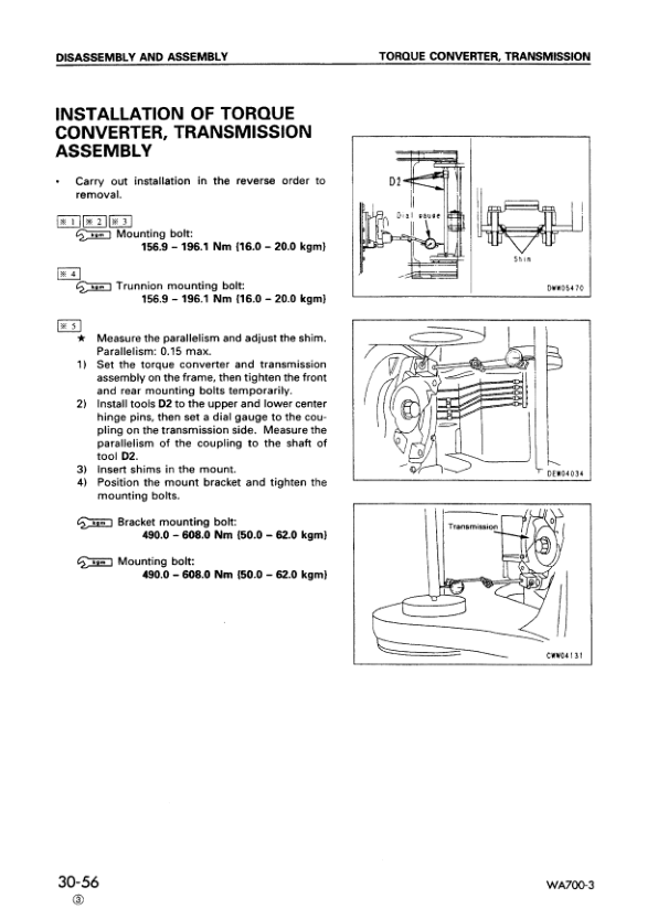 Komatsu WA700-3 Avance Wheel Loader Workshop Manual SN 50001 and UP SEBM13312 - Image 14