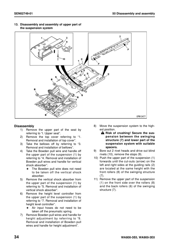 Komatsu WA800-3E0 WA900-3E0 Wheel Loader Workshop Manual SN 70001 60001 and UP - Image 13