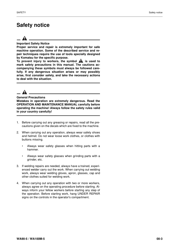 Komatsu WA90-5 WA100M-5 Wheel Loader Workshop Manual SN 5051 and UP - Image 4