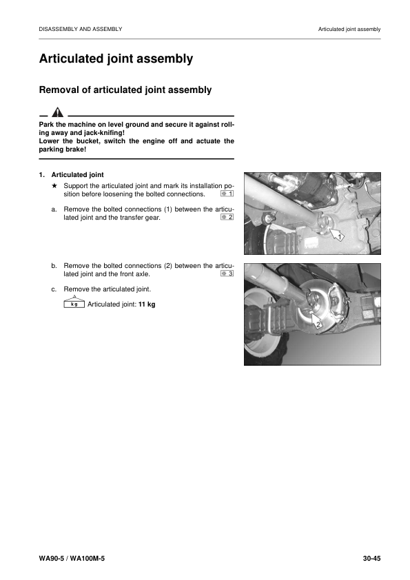 Komatsu WA90-5 WA100M-5 Wheel Loader Workshop Manual SN 5051 and UP - Image 10