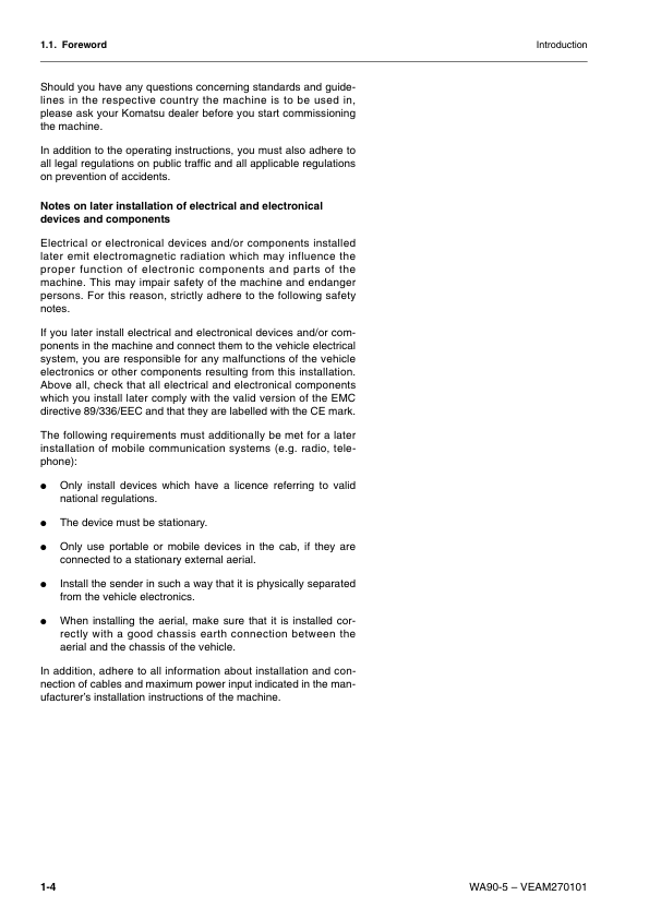 Komatsu WA90-5 Wheel Loader Operation and Maintenance Manual SN H50051 and UP - Image 6
