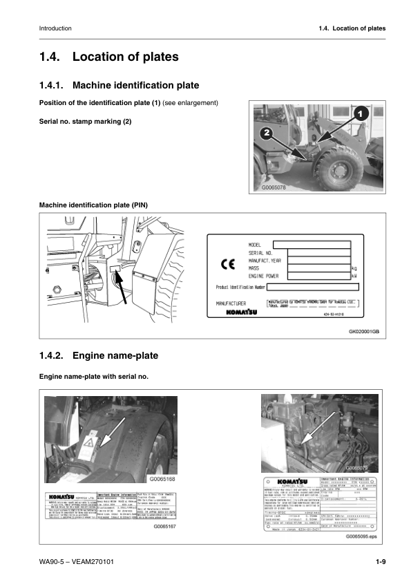 Komatsu WA90-5 Wheel Loader Operation and Maintenance Manual SN H50051 and UP - Image 3