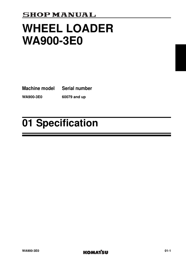 Komatsu WA900-3E0 Wheel Loader Workshop Manual SN 60079 and UP - Image 7