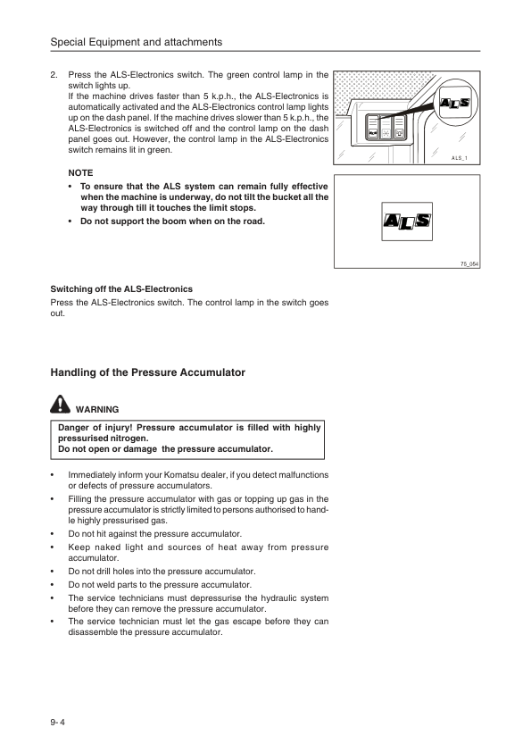 Komatsu WA95-3 Wheel Loader Operation and Maintenance Manual SN HA980376 and UP - Image 10