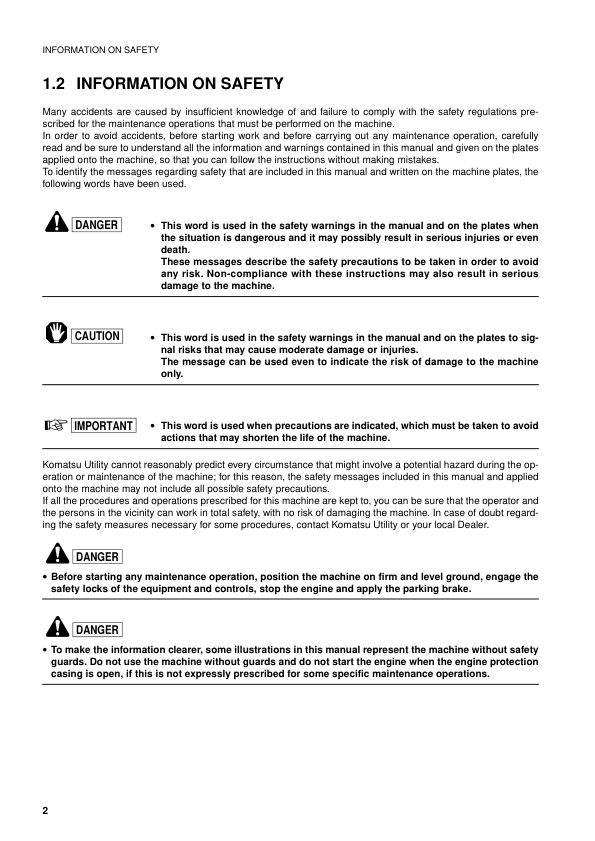 Komatsu WB97S-2 Backhoe Operation and Maintenance Manual SN 97SF11205 and UP - Image 5