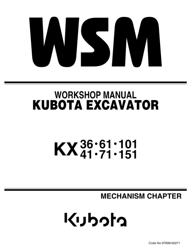 Kubota KX36 KX41 KX61 KX91 KX121 KX151 Excavator Workshop Manual - Image 2