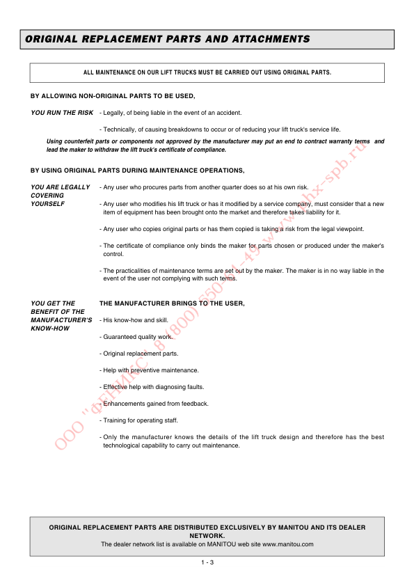 Manitou MLT MT Series Telehandlers Maintenance and Technical Manual - Image 4
