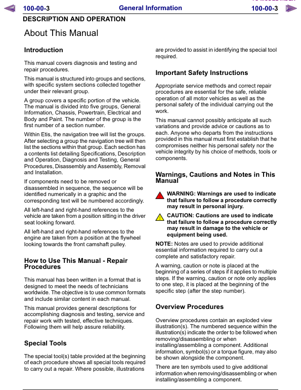 Mazda BT-50 Ford Ranger Workshop Manual - Image 7