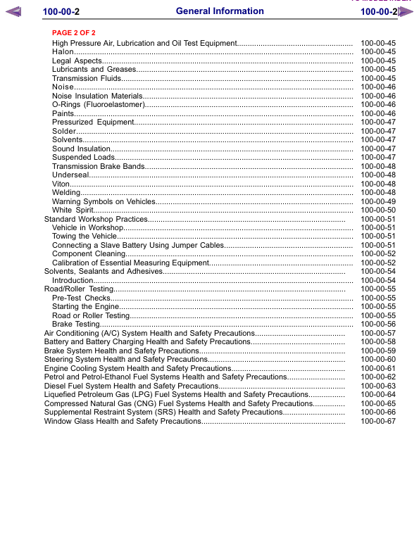 Mazda BT-50 Ford Ranger Workshop Manual - Image 8