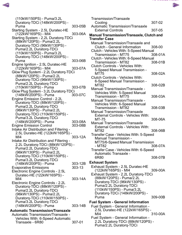 Mazda BT-50 Ford Ranger Workshop Manual - Image 11