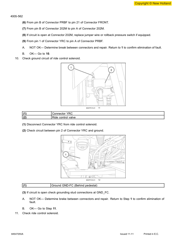 New Holland W270C W300C Wheel Loader Service Manual 8457255A - Image 9