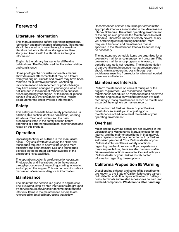 Perkins 1106A-70T TA 1106C-70TA 1106D-70TA Engines Operation and Maintenance Manual SN PP PR PT PU - Image 6