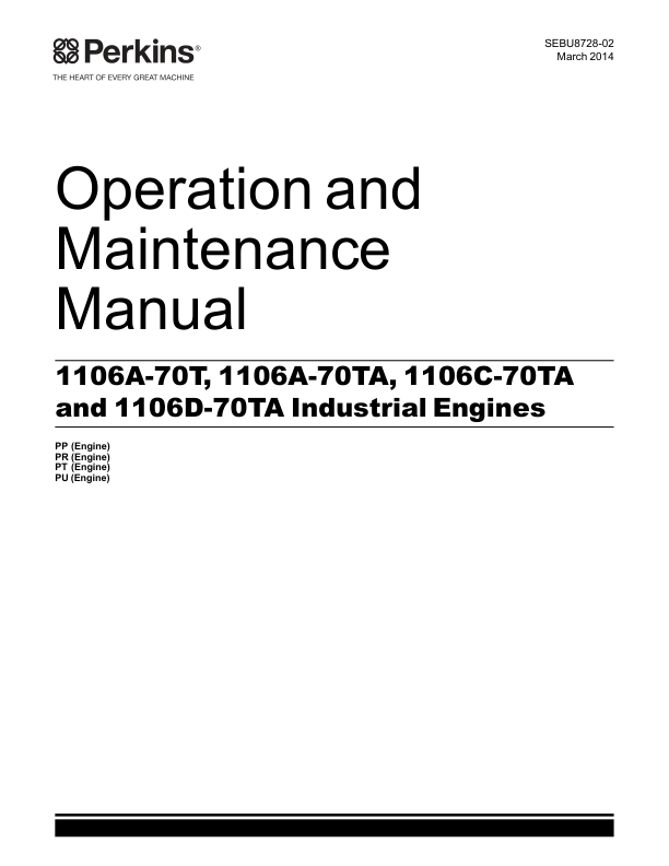 Perkins 1106A-70T TA 1106C-70TA 1106D-70TA Engines Operation and Maintenance Manual SN PP PR PT PU - Image 2