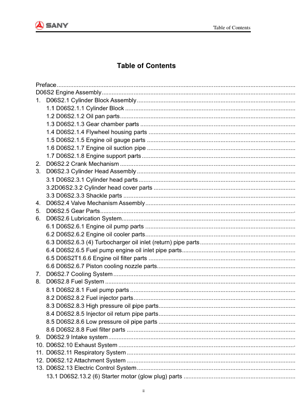 SANY D06S2 Diesel Engine Parts Catalog - Image 3
