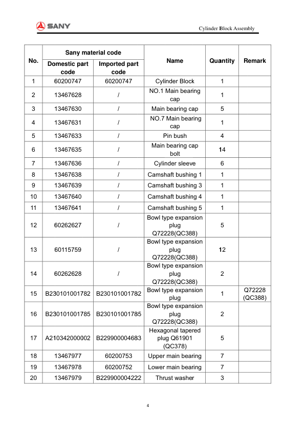 SANY D06S2 Diesel Engine Parts Catalog - Image 6