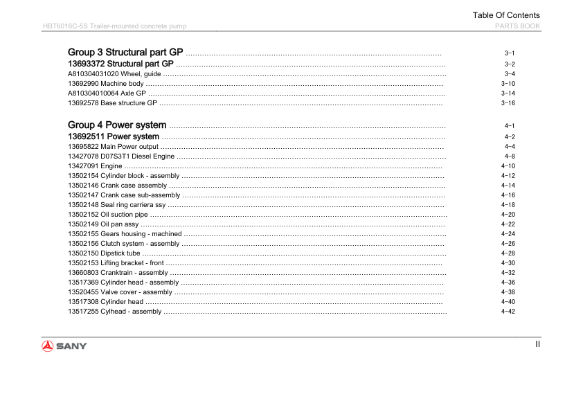 SANY HBT6016C-5S Trailer-mounted Concrete Pump Parts Catalog - Image 5
