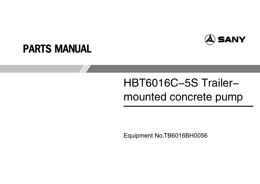 SANY HBT6016C-5S Trailer-mounted Concrete Pump Parts Catalog - Image 2