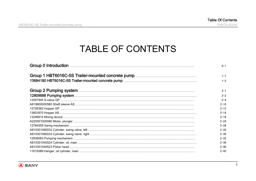 SANY HBT6016C-5S Trailer-mounted Concrete Pump Parts Catalog - Image 4