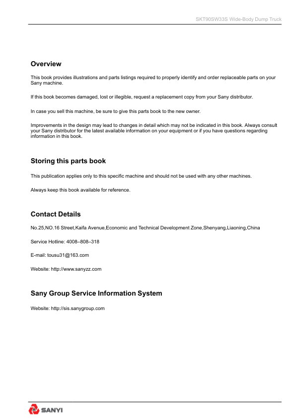 SANY SKT90SW33S Mining Truck Parts Catalog - Image 5