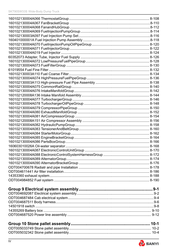 SANY SKT90SW33S Mining Truck Parts Catalog - Image 3