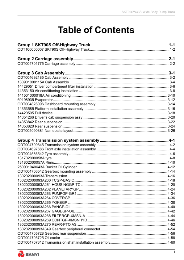 SANY SKT90SW33S Mining Truck Parts Catalog - Image 6