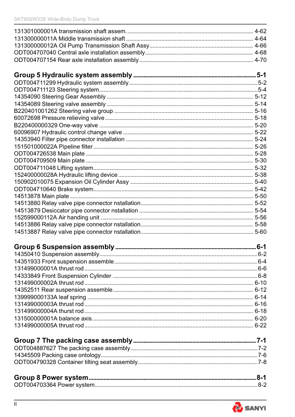 SANY SKT90SW33S Mining Truck Parts Catalog - Image 7