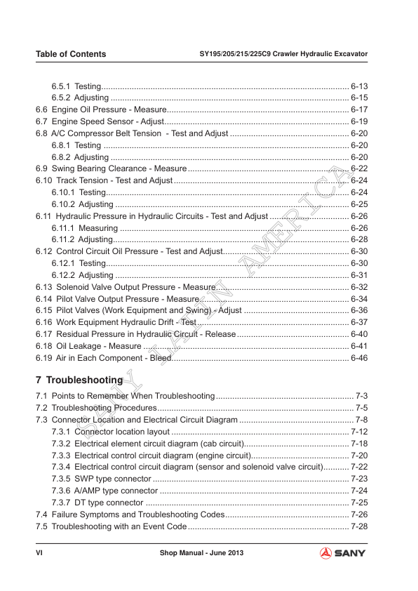 SANY SY195C9 SY205C9 SY215C9 SY225C9 Excavator Service Manual - Image 10