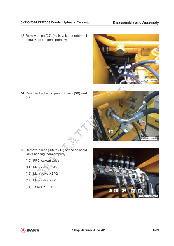SANY SY195C9 SY205C9 SY215C9 SY225C9 Excavator Service Manual - Image 18