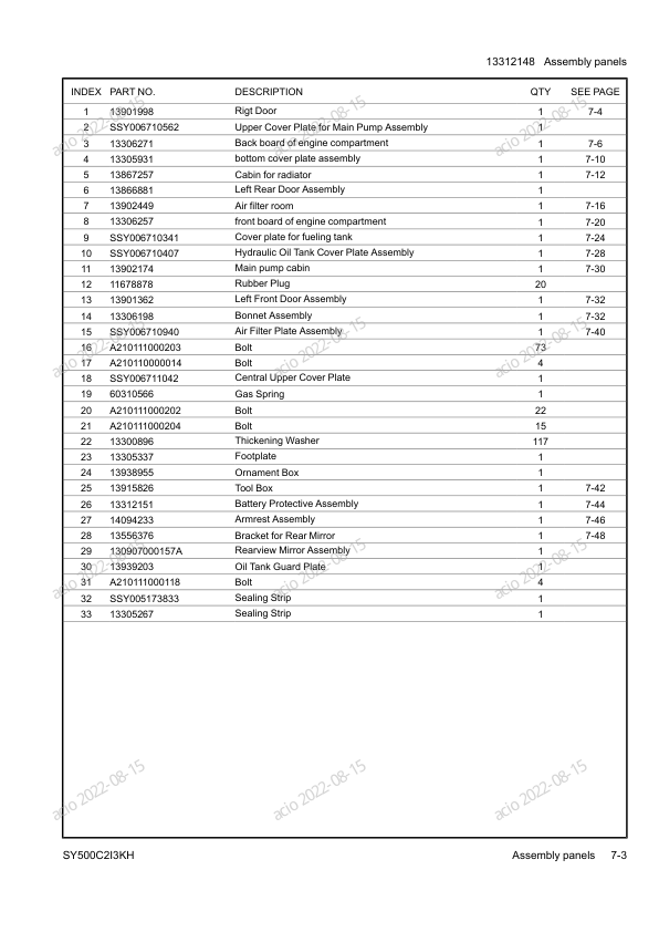 SANY SY500C2I3KH Excavator Parts Catalog - Image 10